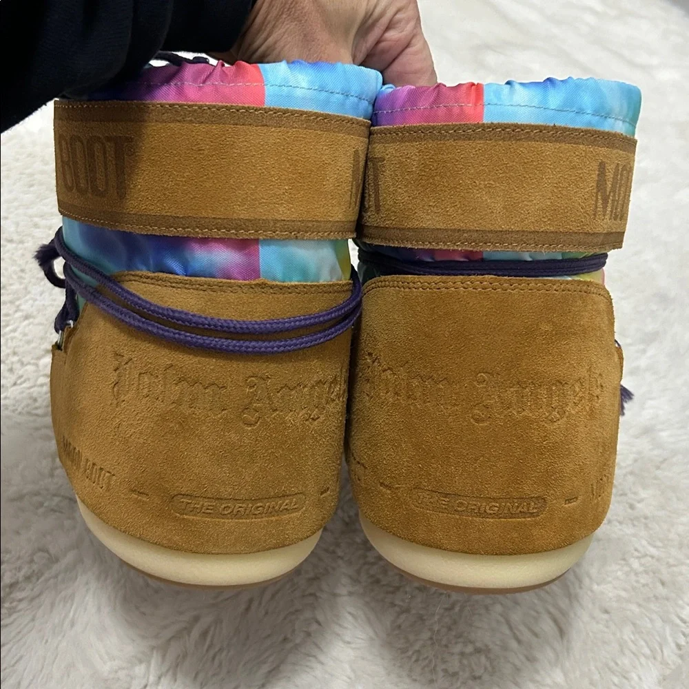 Moon Boot x Palm Angels Brown Multicolored  Fleece Lined Suede Boots